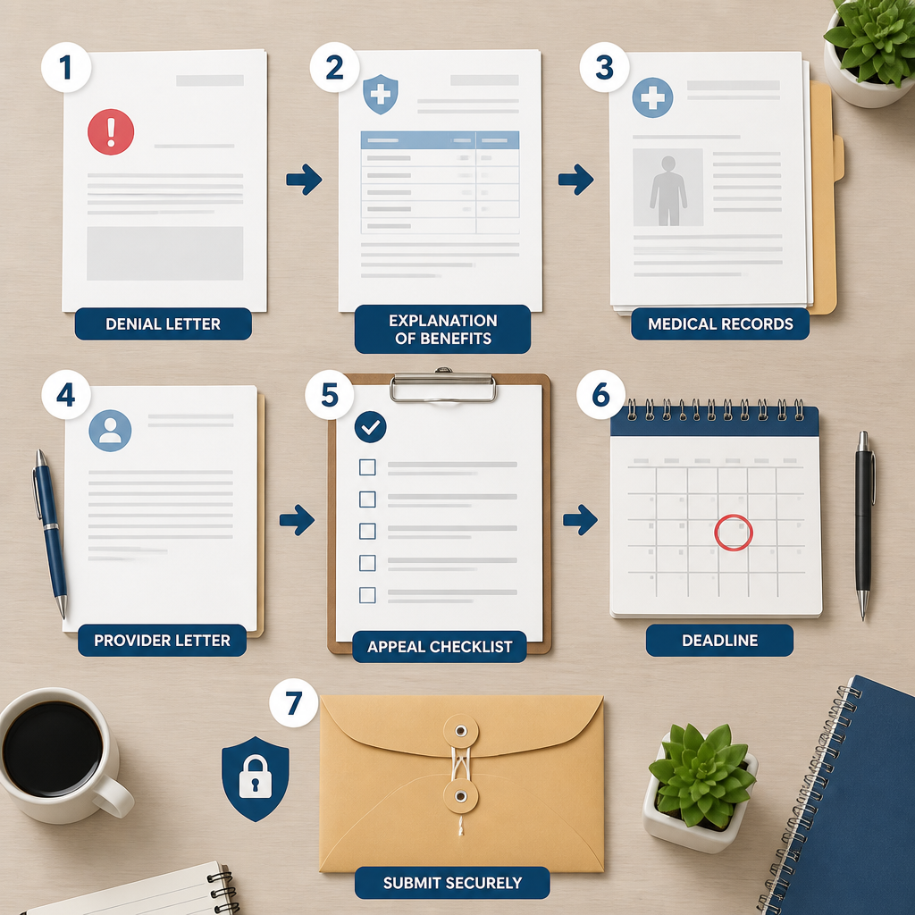 Documents and checklist for appealing a health insurance claim